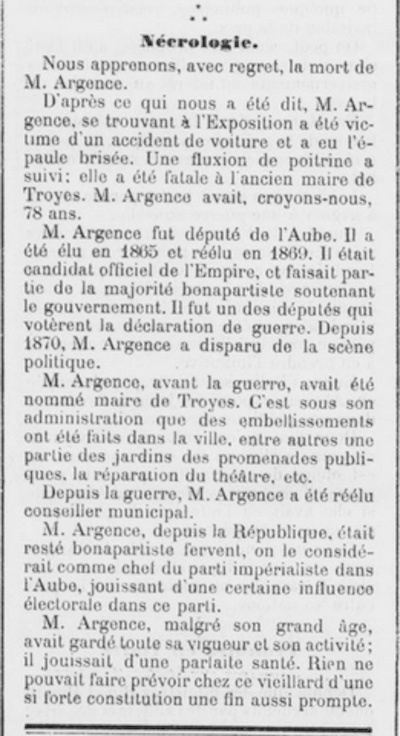 Décès de Théo Argence